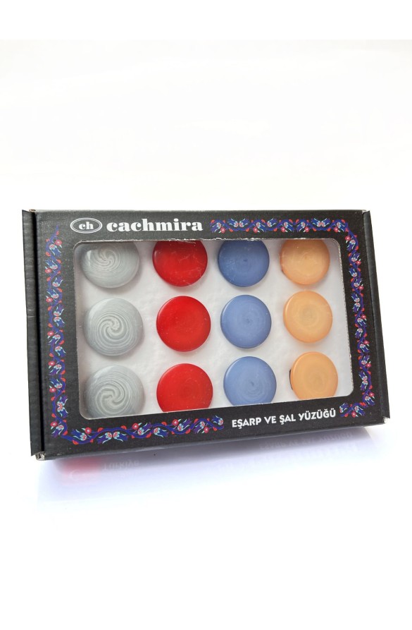 Cachmira Eşarp Yüzüğü 12'li Paket